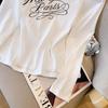 Women's Plus Size Off-Shoulder Letter Print Long Sleeve Lace Top