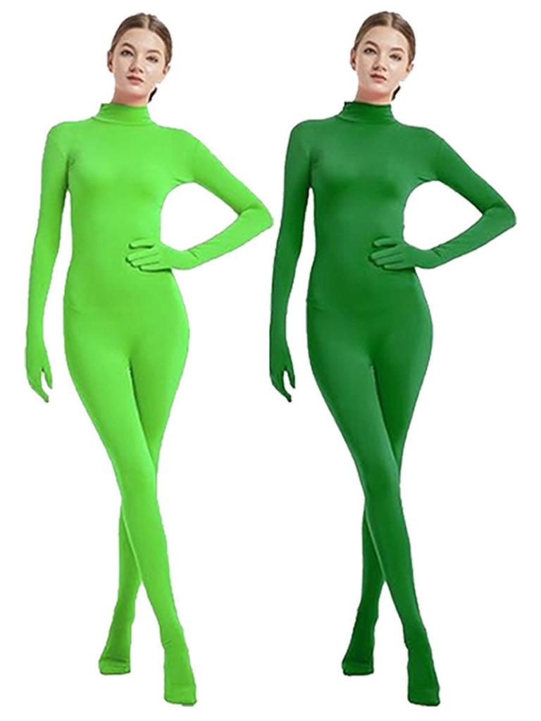 Women's Orange Zentai Base Layer Bodysuit for Dance and Stage Performance