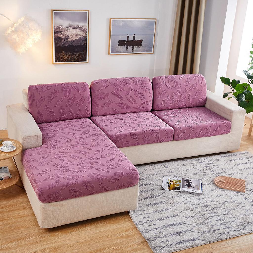 European Knitted Sofa Cover Delicacy Feather Pattern Cushion Cover Luxury Elastic Stretch Spandex Sofa Protector