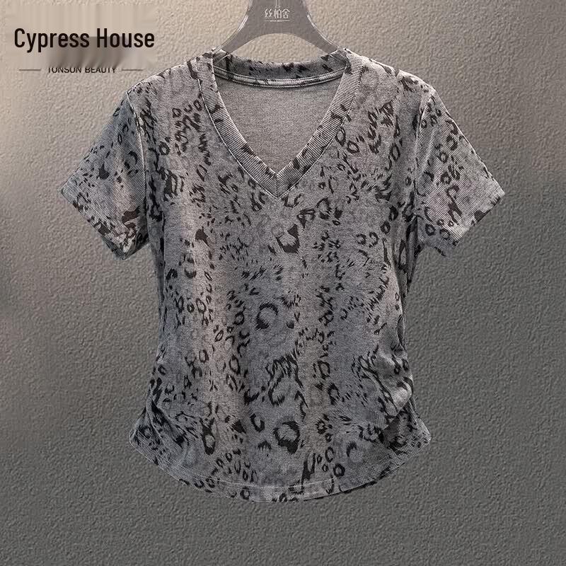 

Women s V-Neck Short Sleeve Printed T-Shirt One Size