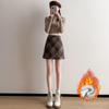Red Plaid Women's High-Waist A-Line Skirt, Stylish Petite Woolen Skirt for Spring/Autumn 2026.