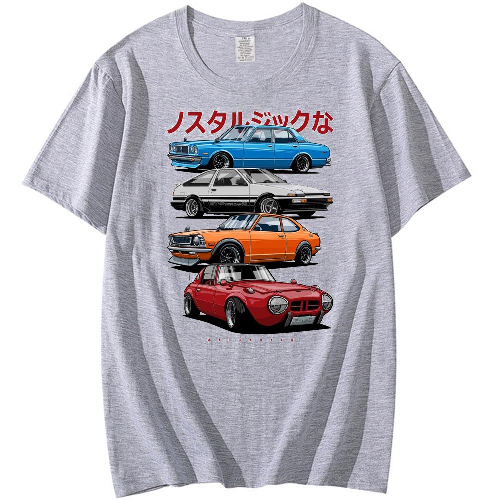 Fashion Men T-Shirts JDM Mix Sports 800 AE86 Cressida and Levin TE27 Print T-Shirt Boy Casual Tops