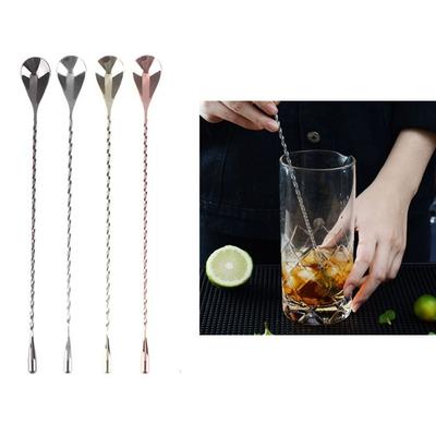 Kitchen Accessories Spiral Pattern Cocktail Spoon Long Handle Stainless Steel Bar Teadrop Spoon 20/30/40cm Coffee Spoon Dessert