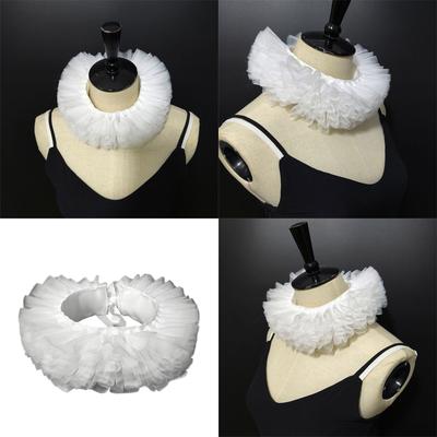Colletto a Ruff da Clown in Tulle a Rete a Strati con Nastro Regolabile da Donna per Costumi Cosplay Feste di Halloween