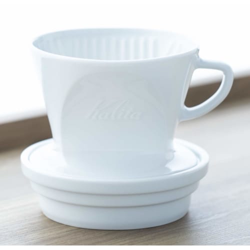Kalita Hasami ware coffee drip tray with excellent heat retention, made in Japan. #44040. Stylish porcelain design. Perfect for camping, outdoor activ