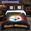 Pittsburgh Steelers Customized Name Text Bedding Set, 1 Duvet Cover & 2 Pillowcases Personalized Bedroom Gift