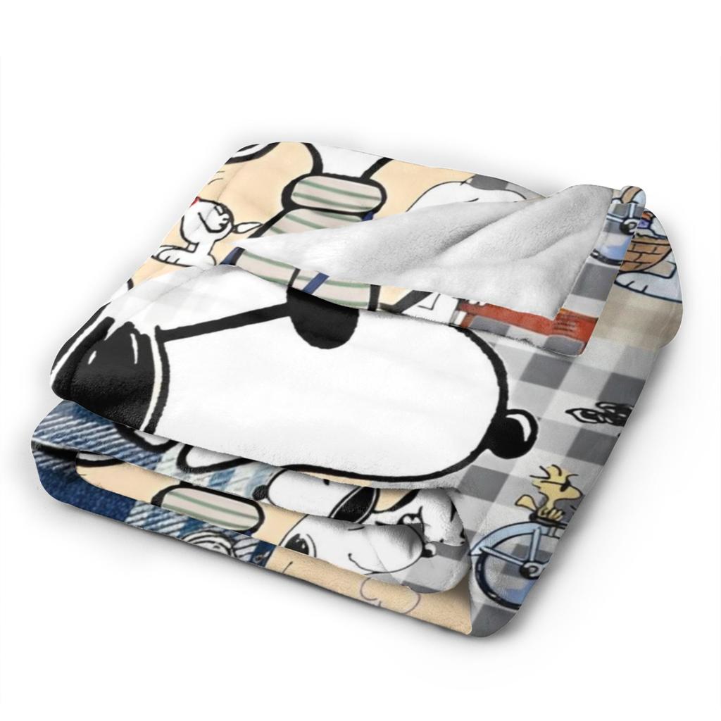 Snoopys Collage Blanket Cartoon Flannel Funny Warm Throw Blanket for Coverlet Spring Autumn,