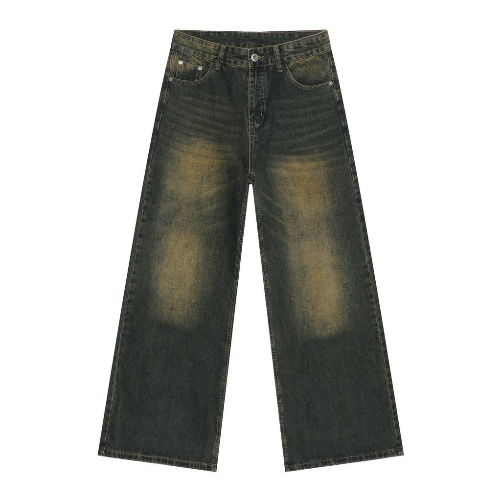 Jeans American Retro Jeans da Uomo Lavati Larghi Versatili Casual Dritti a Gamba Larga