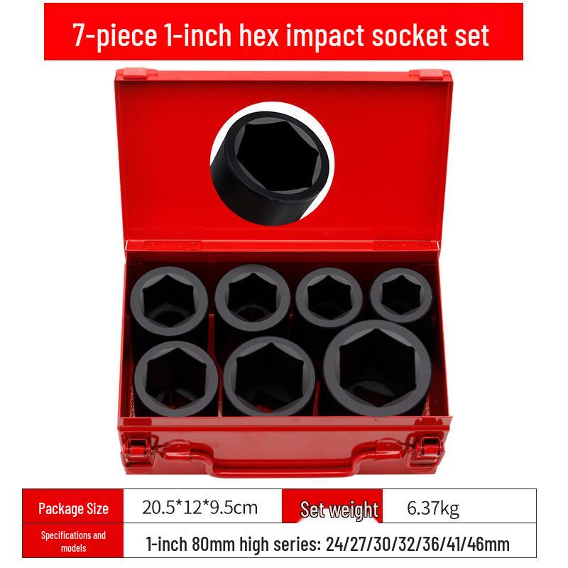 7-Piece 1-Inch Heavy Duty Air Impact Socket and Extension Set