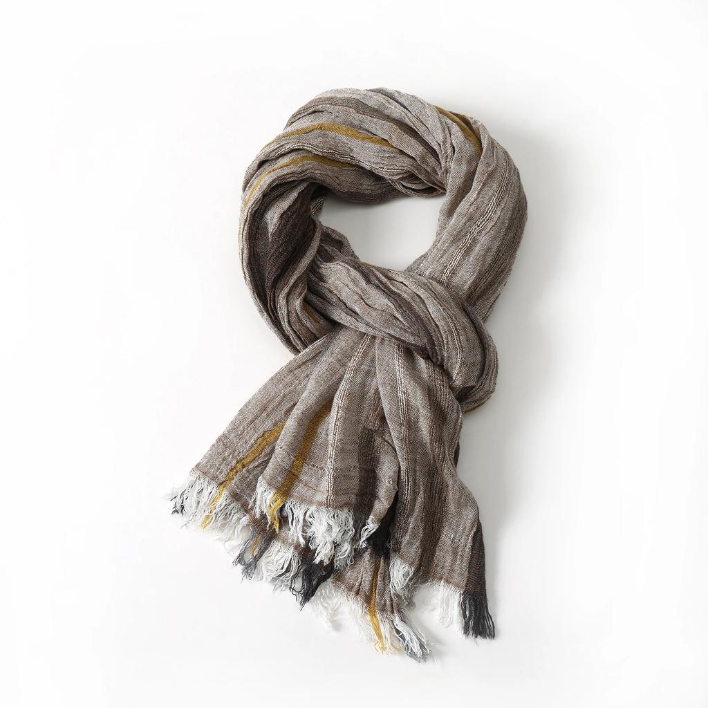 Fashion Men Cotton Linen Striped Scarf
