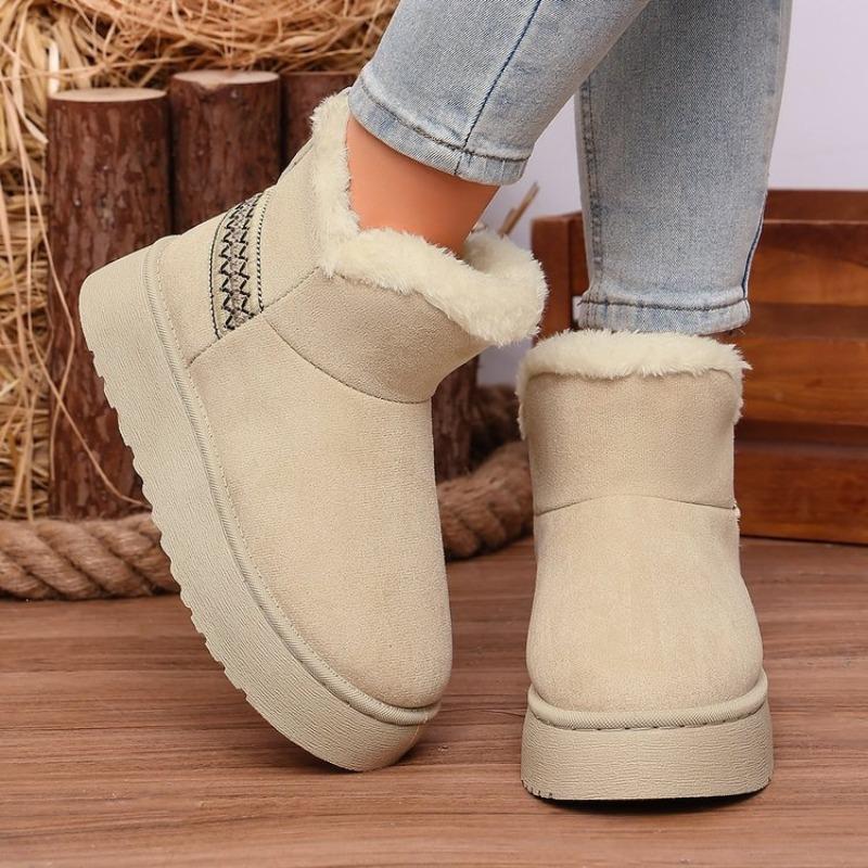 Women's Autumn-Winter Warm-Lined Thickened High-Top Snow Boots, Cozy Casual Footwear, Available In Large Sizes.