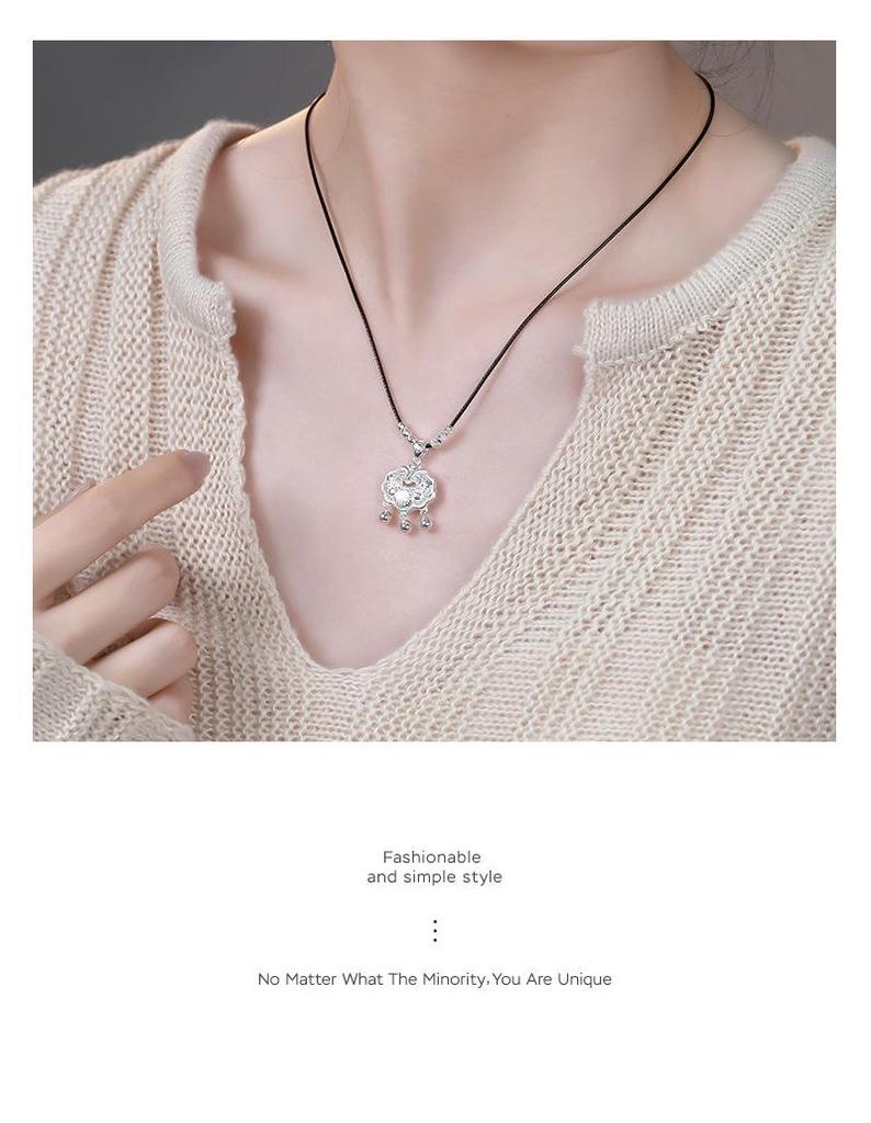 Tichiya Ethnic Style Luxury Woven Clavicle Chain Necklace In S925 Sterling Silver Women's Peace Lock Trendy Design