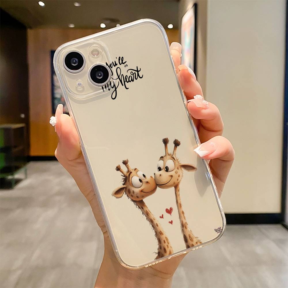 Striped Background Giraffe  Phone Case For iPhone 17 16e 16 15 14 13 12 11mini Pro Max X XR XSMAX 8 7 Air Plus Soft Cover
