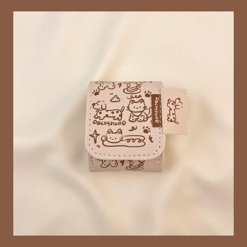 

AirPods Brown Soft Case Apple Leather Protective Case Airpods 3 [Brown lines cat puppy] single shell
