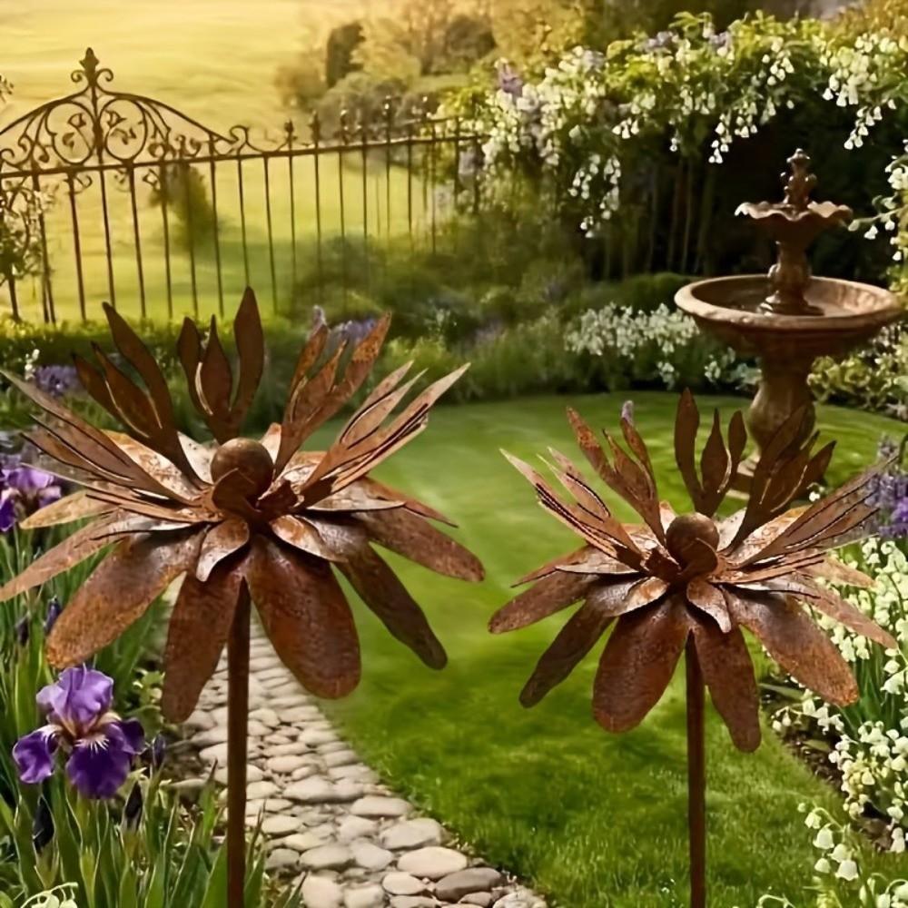 Rust-Resistant Flower Garden Stake Rustic Lawn Ornament Forest Style Flower Decoration Patio