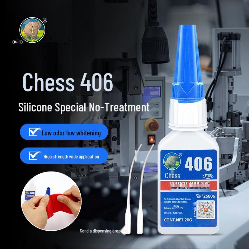 Chess 406 Fast-Bond Silicone Adhesive for Phone Cases & Rubber Handles - No Treatment Needed 20g Silicone Adhesive per Stick прозрачный