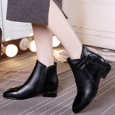 Moda 2024 Moda Botines Zapatos de Mujer Tacón Grueso Punta Afilada Invierno Casual Cálido Botas con Lazo