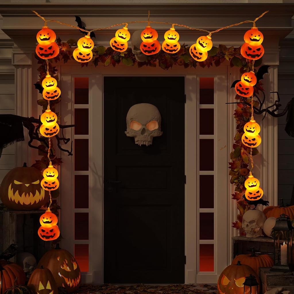 1pc 10/20LED Halloween Duoble Pumpkin String Light Battery Powered For Home Outdoor Porch Yard Garden Halloween Party Decoration