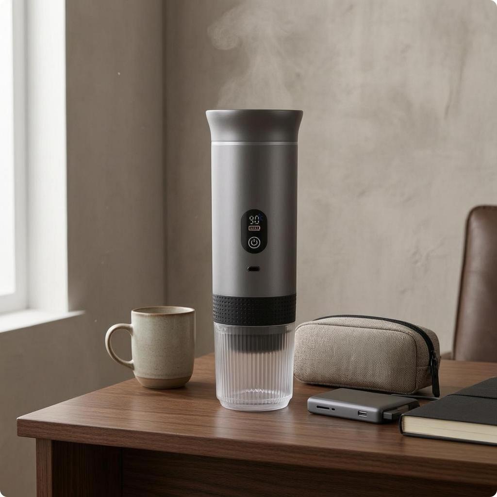 Portable Espresso Machine LED Display Handheld Transparent Chamber Coffee