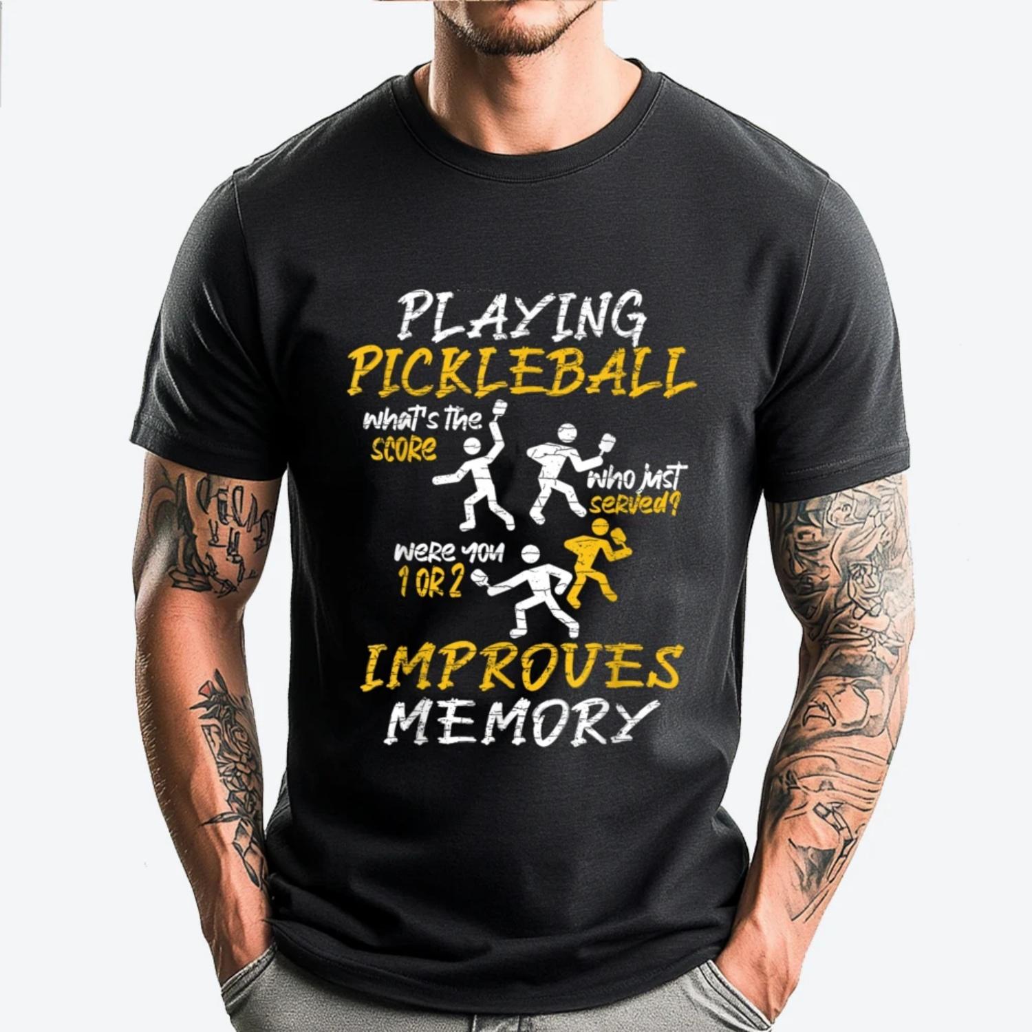 Pickleball Player Paddleballplaying Pickleball Improves Memory Pickleball Player Streetwear Men Christmas Shirt Gothic Style S чёрный