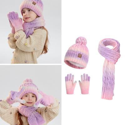 Elastisches Strick-Set für Kinder: Mütze, Schal, Handschuhe. Für sicheren Halt, Komfort und aktive Spiele. Winter-Halswärmer für Kinder. Wärme.