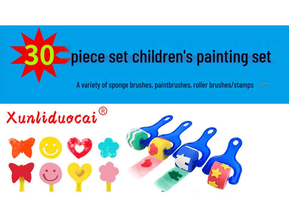 30-Piece Children's Art Sponge Stamp Set for DIY Early Education and Graffiti Painting