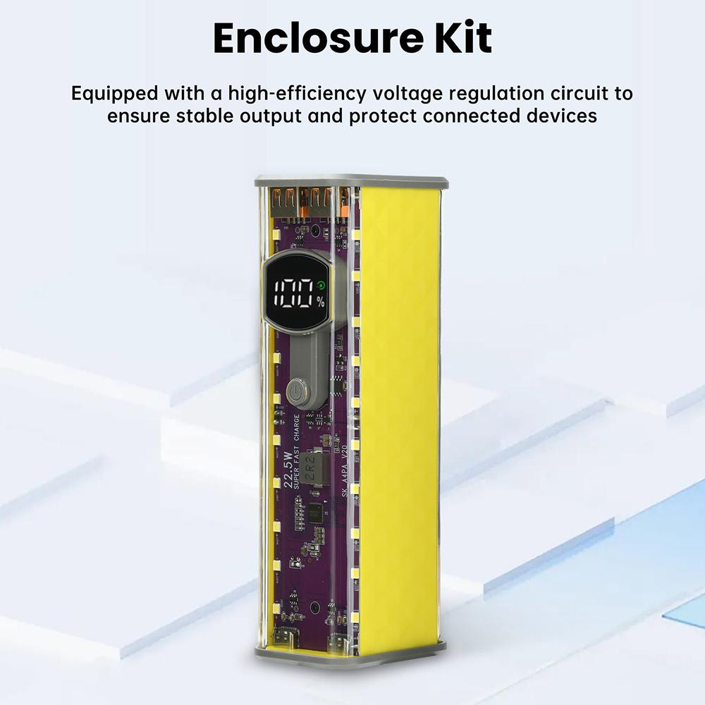 22.5W Purple Transparent Mecha 8-Cell 18650 Battery Case Solderless Power Bank Housing Supports Low-Current Mode