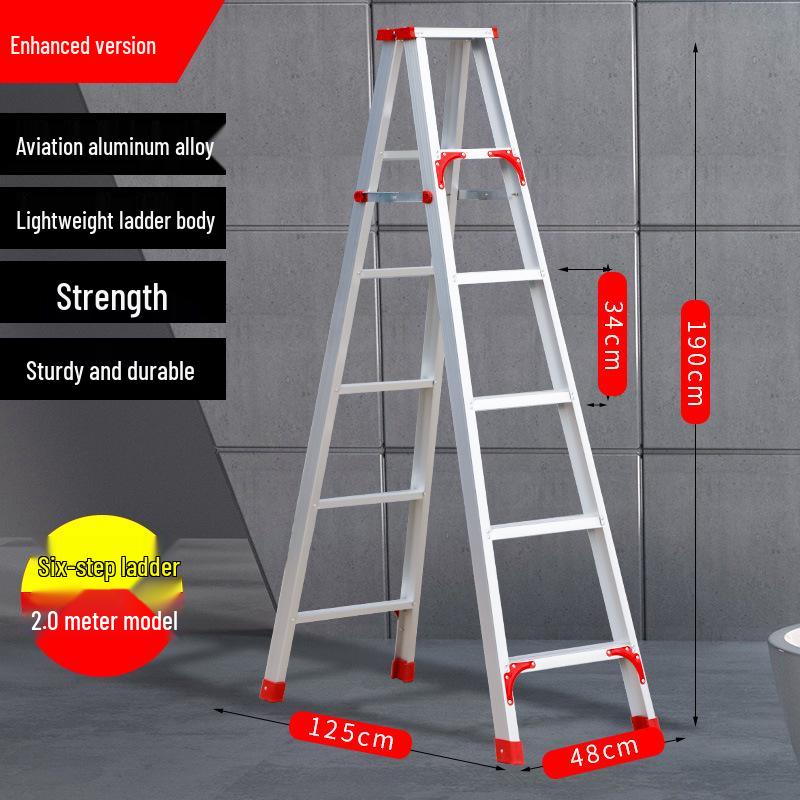 2M Multifunctional Aluminum Alloy Foldable A-frame Telescopic Ladder for Indoor Climbing