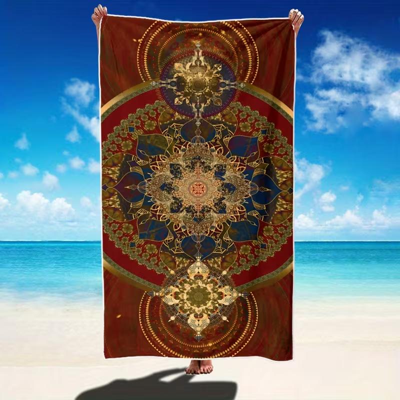 Modern Minimalism Flowers Beach Towel Bohemian Floral Print Quick Dry Absorbent Sand Free Towel for Summer Beach Travel