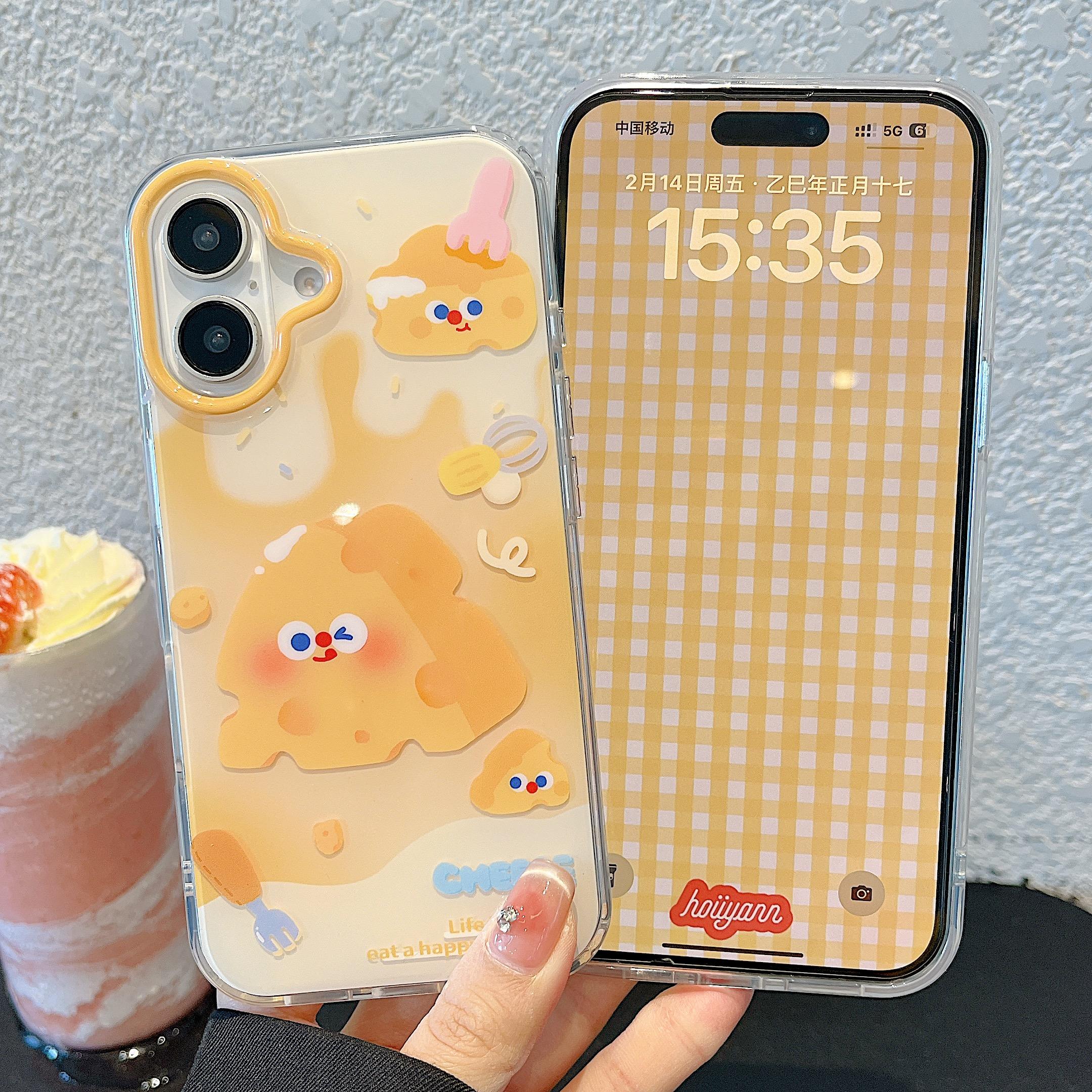 

Чехол Ins Chic Cheese для iPhone 16, прозрачный, эстетичный, стильный, мягкий, прочный, симпатичный, защитный чехол из ТПУ для iPhone 13, 14, 15, 16 Pro Max iPhone 13
