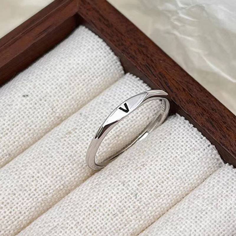 Aesthetic Wedding Tiny Initial Letter Rings Jewelry Gift Women Fashion Letter Finger Gift Stainless Steel Ring