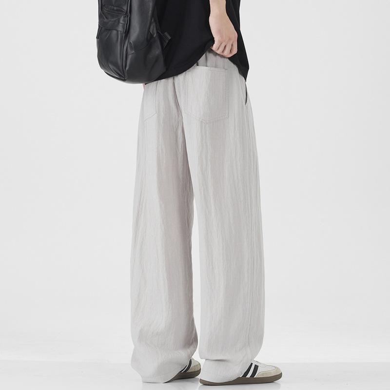 New Summer Thin Anti-wrinkle Tencel Linen Pants Men's Drape Casual Pants Straight Loose Scimitar Pants