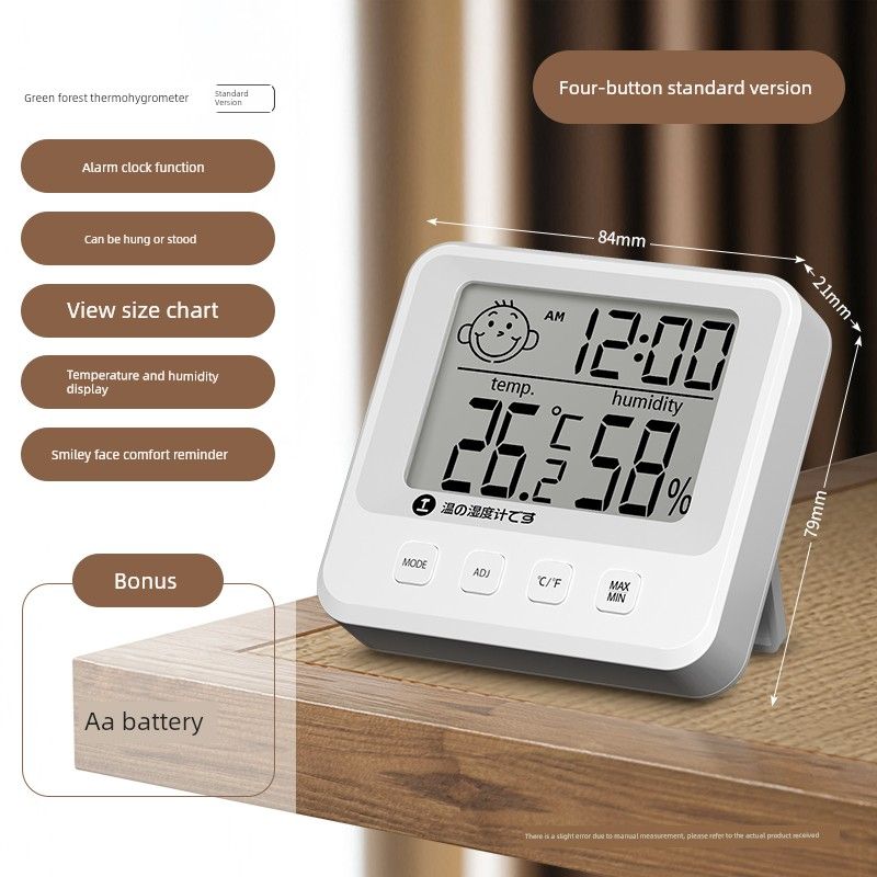 Forest Thermometer Household Indoor High-Precision Temperature and Humidity Sensor Thermometer Wall-Mounted Digital Display Electronic Hygrometer [Standard Edition] Multifunctional