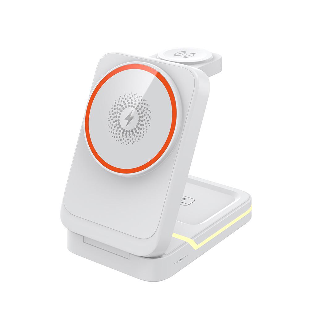 15W 3-in-1 Magnetic Wireless Charger Stand for Phone, Watch, Earbuds – Fast Charging, Portable, Foldable Desk Accessory
