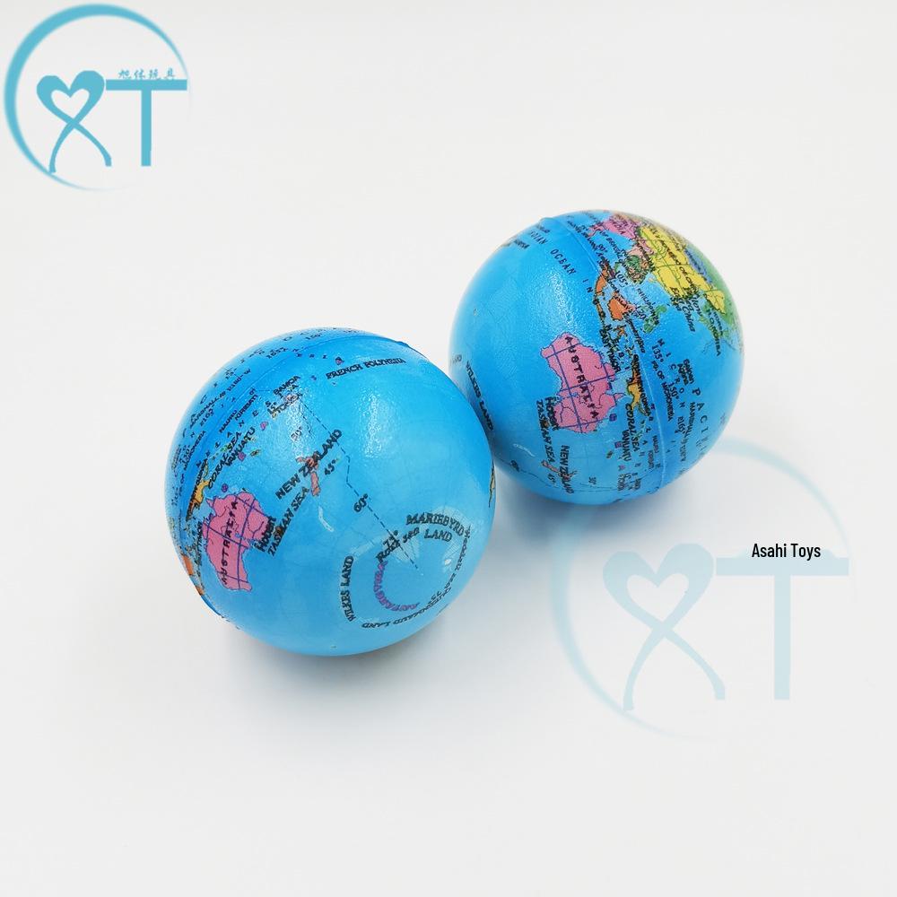 76mm PU Foam Globe Decompression Toy Ball for Kids