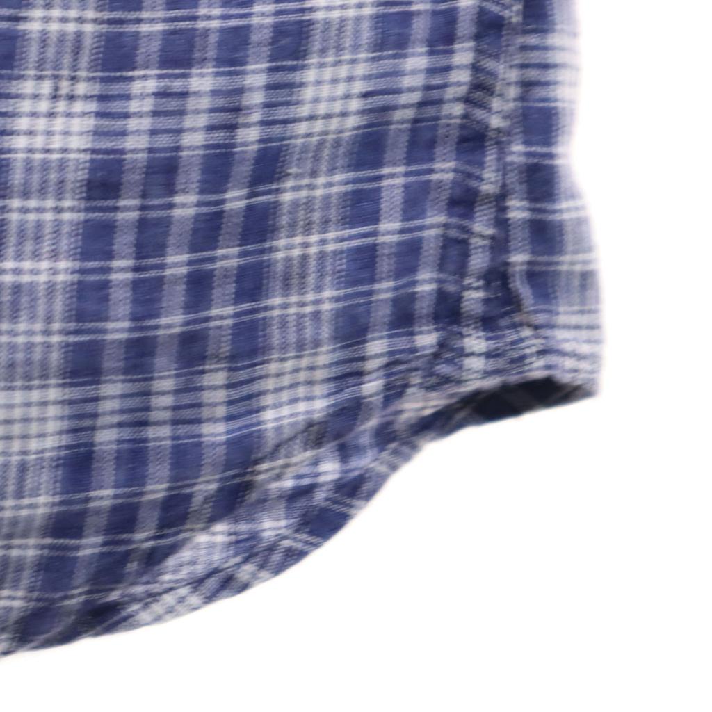 Banana Republic linen Check Pattern Short sleeve Button down shirt M blue Men's Used