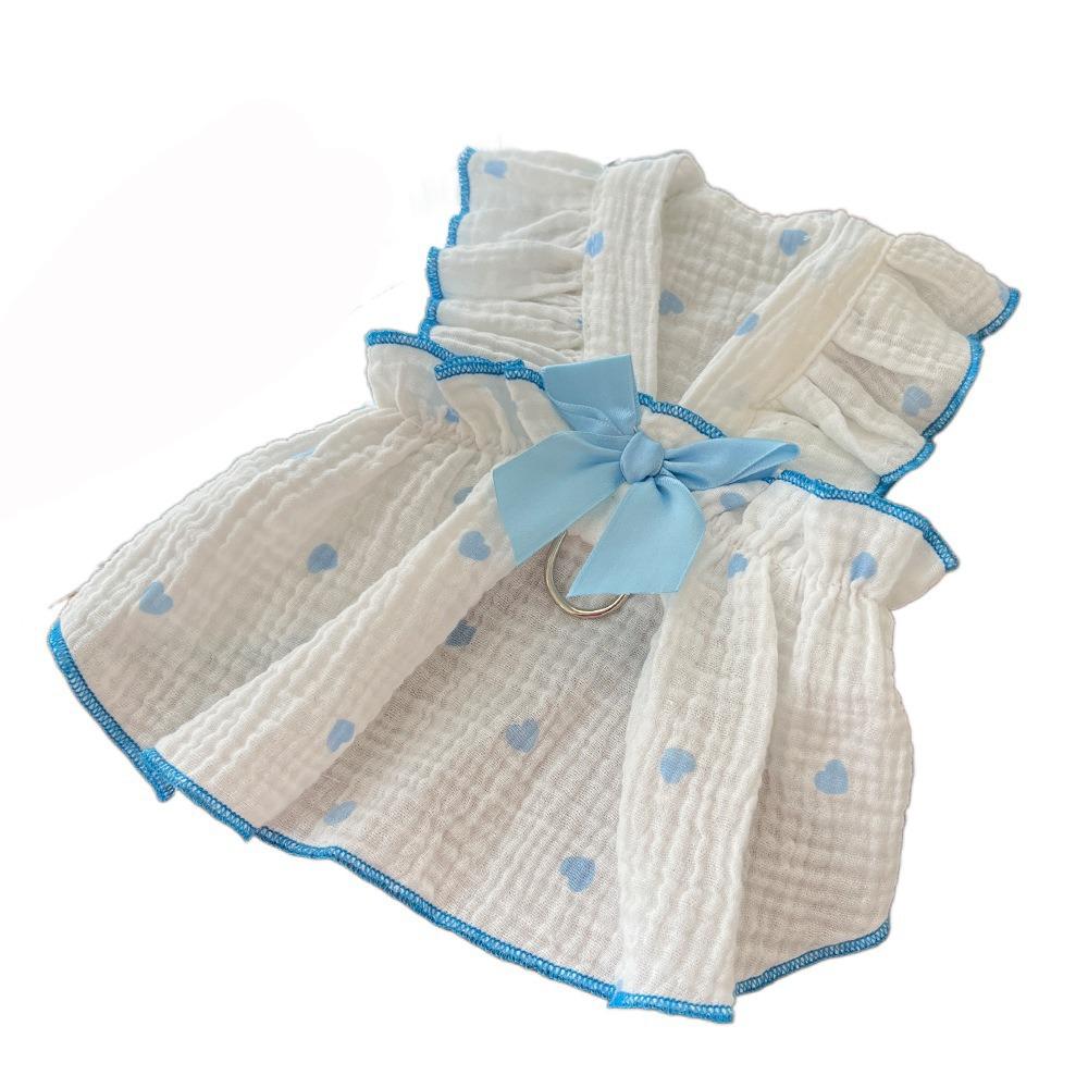 

Дышащее хлопковое платье для собаки, платье для питомца с большим бантом, платье для щенка йоркширского терьера, для маленькой и средней собаки XXL синий