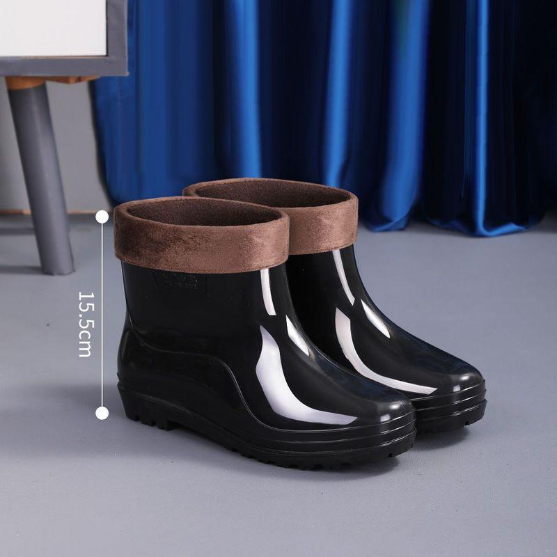 Acid and alkali resistant men's rain shoes high tube short rain boots waterproof and non-slip thickened fleece cover extra high rubber boots