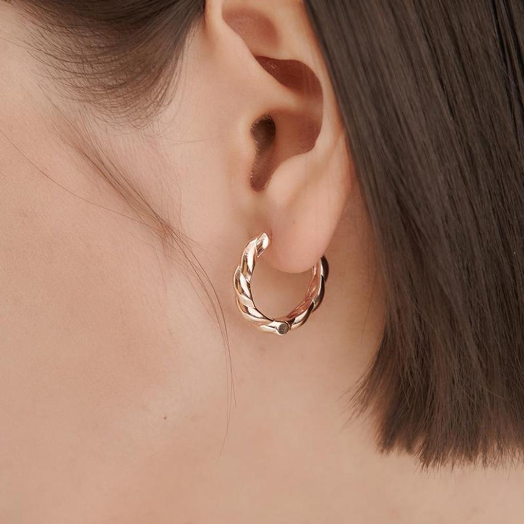 [ELLE Jewelry] 14K GF Twisted Round One-Touch Earrings ELGPEE557