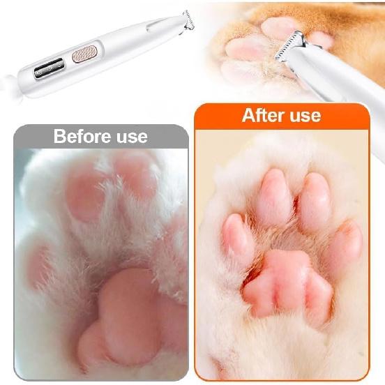 Dog Paw Trimmer with LED Light and Display, 2 Speed 35dB Low Noise Pet Hair Clipper, USB Rechargeable Waterproof Shaver for Dogs Cats