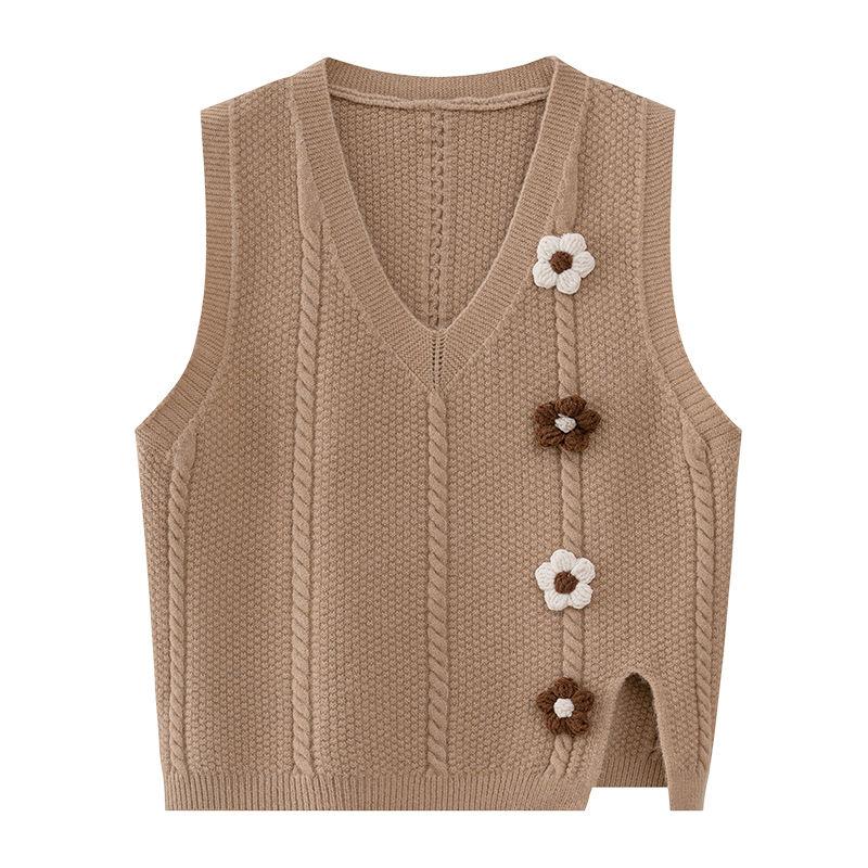 WTEMPO Женский вязаный жилет весна и осень новый жилет вязаный жилет без рукавов женский топ S хаки