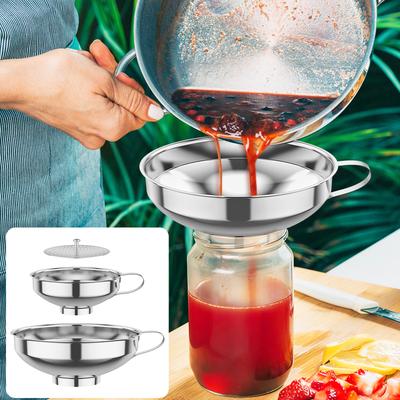 Imbuto a Bocca Larga in Acciaio Inossidabile Tazza Imbuto per Conserve Imbuto per Marmellata Condimento per Insalata Filtro per Vaso Filtro per Olio in Lattina Vino Acqua Spezie