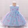 Baby Girl Princess Dress Pink Tulle Printed Gown 1-3 Years Old Kids Party Wear