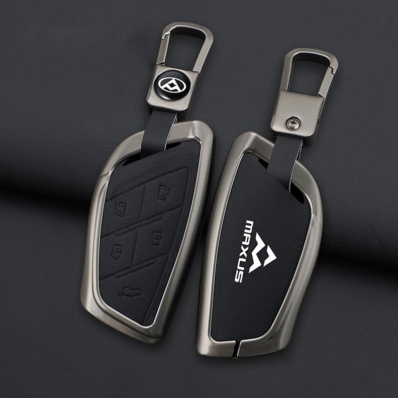 Zinc Alloy Leather Car Remote Key Cover Fob Case Protector Holder Shell For MAXUS G90 MPV MIFA 9 2022 Keychain Accessories