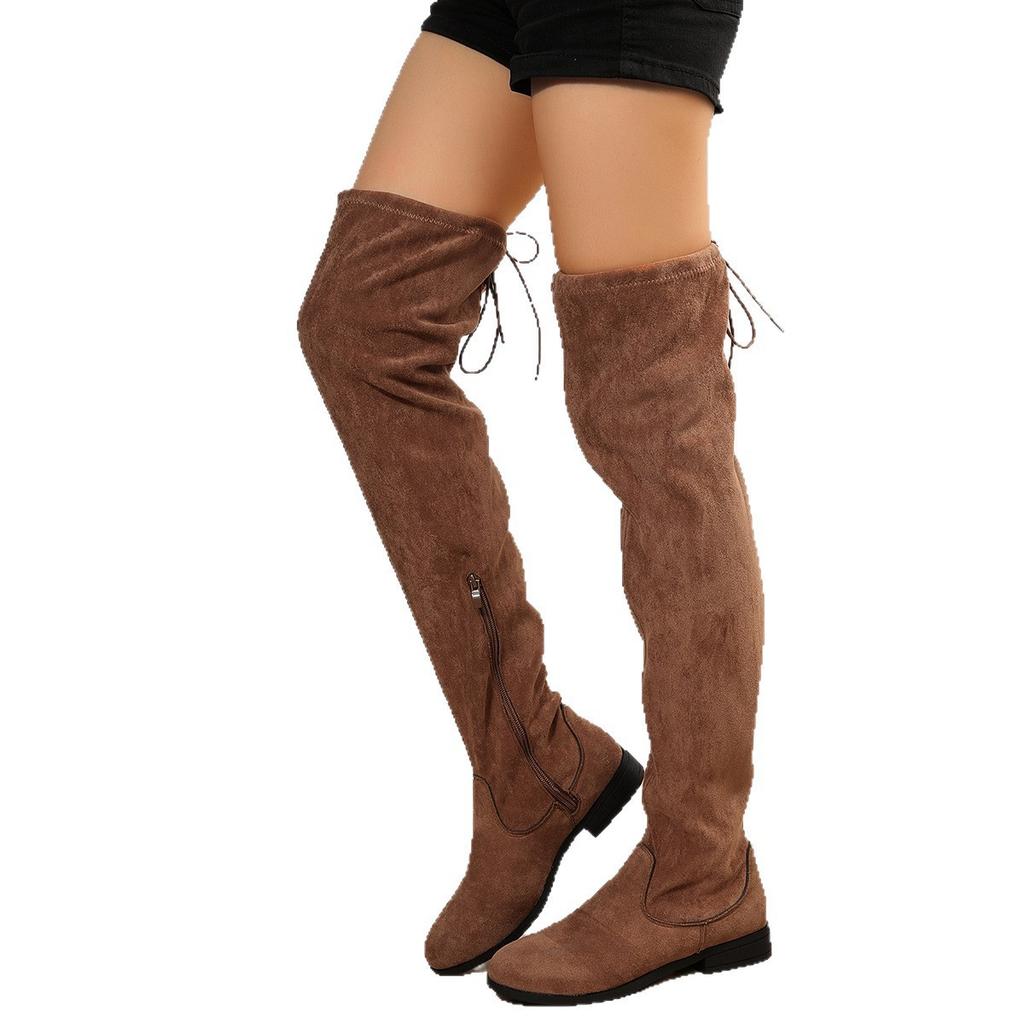 Autumn new large size Roman retro style over the knee lace-up European and American style boots
