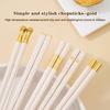 5/10Pairs White Gold Chopsticks Set Healthy Korean Sushi Sticks Chopsticks Reusable Non-Slip Chopsticks For Party Hotel Restaura