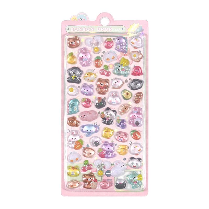 3D Embossed Cartoon Animal Gem Stickers: Cute Crystal Rhinestone and Shell Fairy Decorations for Kids