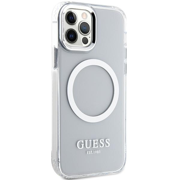 Guess Guhmp12Mhtrms Iphone 12/12 Pro 6.1 Srebrny/Silver Hard Case Metal Outline Magsafe