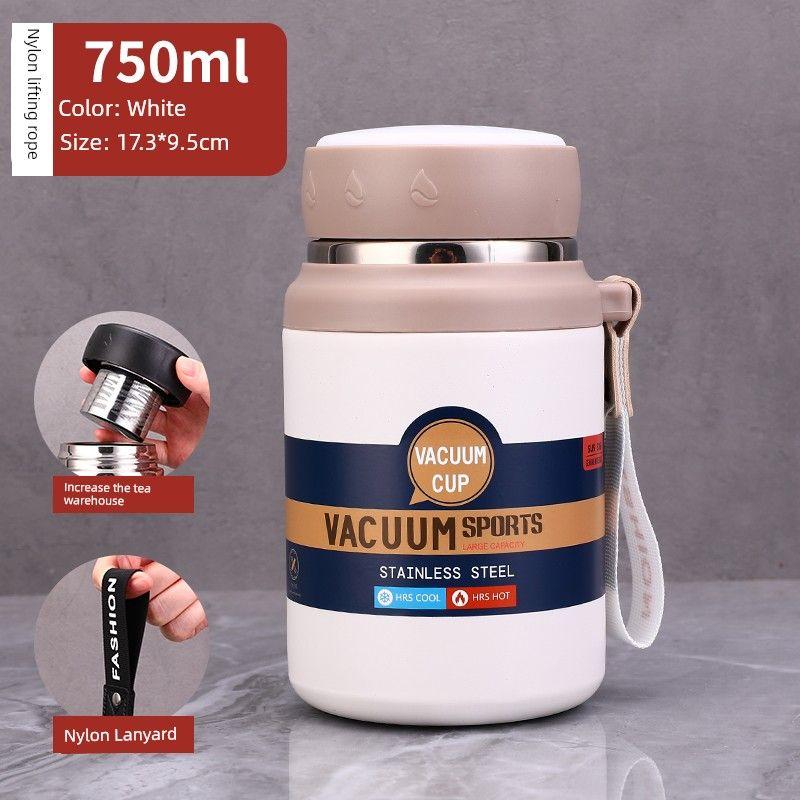Large Capacity Vacuum Cup 316 Stainless Steel Tea Cup Men and Women Water Cup Student Cute Short Stout Big Belly Cup 1L