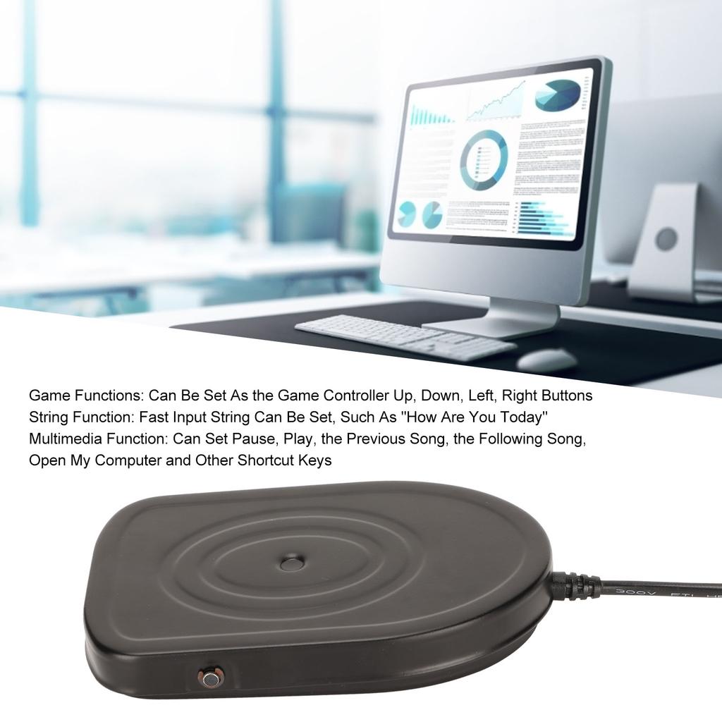 Gaming Foot Pedal Multi Function 1.5mm Iron Alloy  Sensitive Easy Control Ergonomic Design USB Foot Pedal for Media